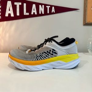 Men’s HOKA ONE ONE Bondi 7 White and Yellow Size 12.5 Sneakers